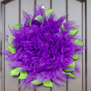 Purple dahlia deco mesh wreath