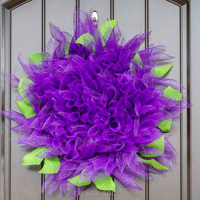 Deco Mesh Wreath In A Purple Dahlia Style For Vibrant Summer Decor