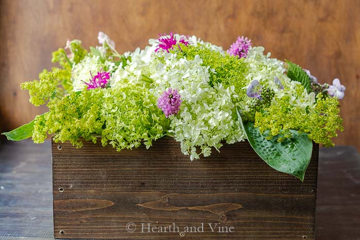 Wooden box centerpiece