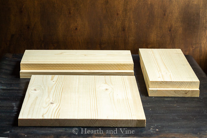 Wooden box centerpiece pine pieces.