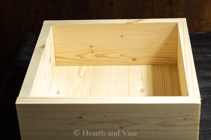 Constructed pine box for centerpiece