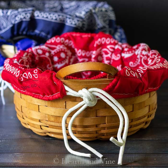 Red bandana basket liners