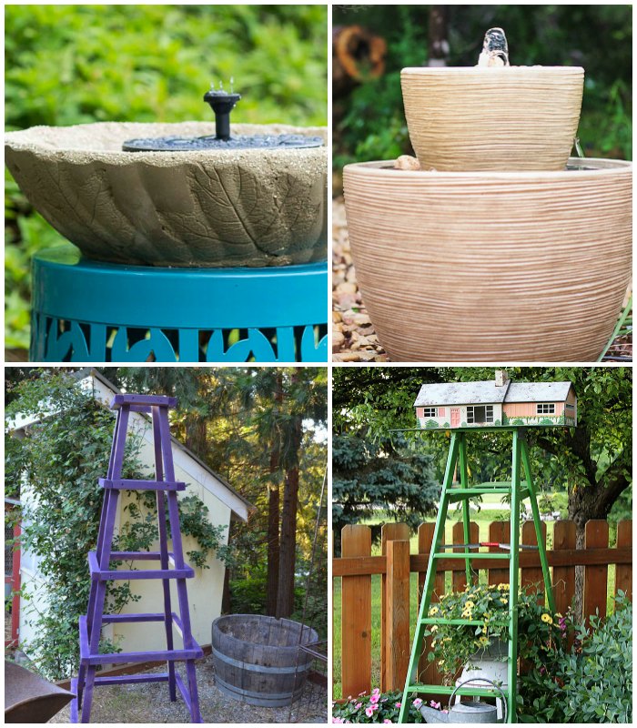Garden art ladders and fountains