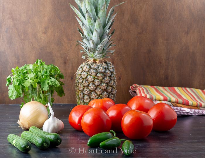 Fresh tomato pineapple salsa ingredients