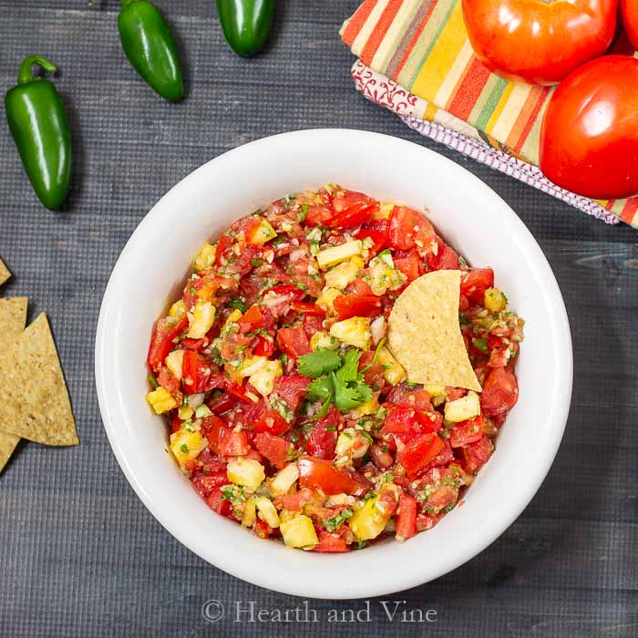 Fresh tomato pineapple salsa bowl