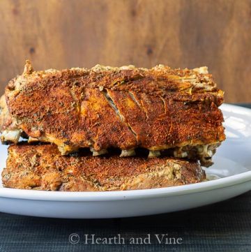 Platter of slow cooker ribs with homemade dry rub seasoning