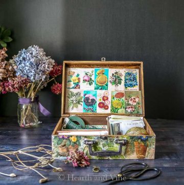 Handmade vintage flower seed box