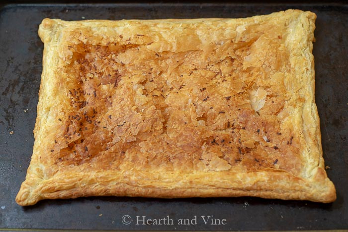 Baked puff pastry dough.