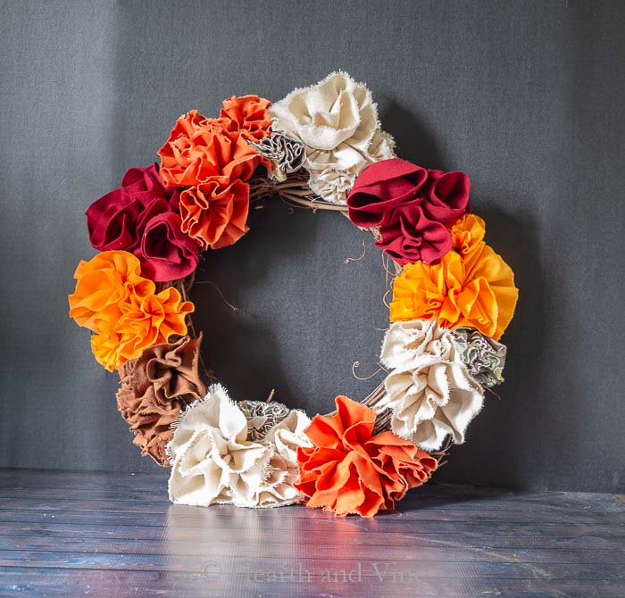 Draft of fabric flower wreath