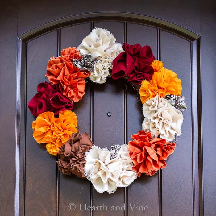 Fabric flower fall wreath