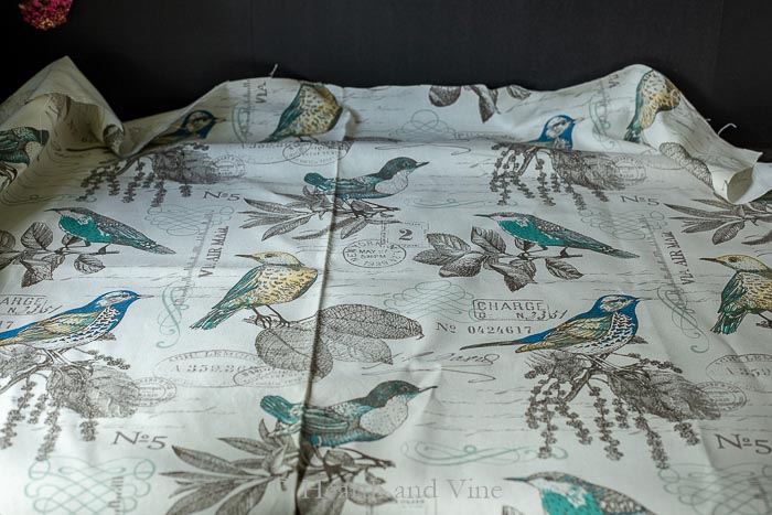 Botanical bird print fabric