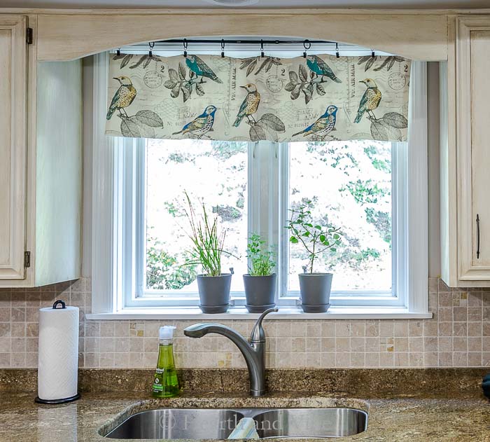 New kitchen window valance above sink.