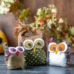 Three fabric owls