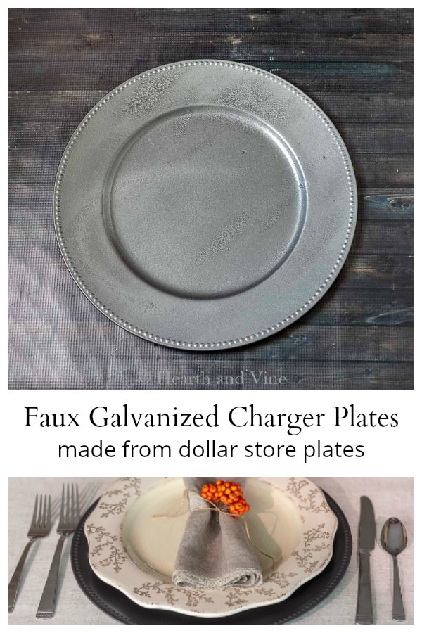 Faux galvanized charger plates