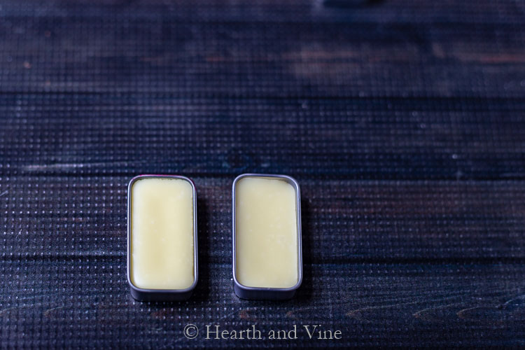 Solid perfume hardened in tins