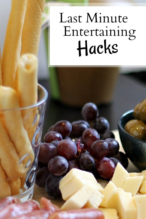 Antipasto plate with last minute entertaining hacks banner