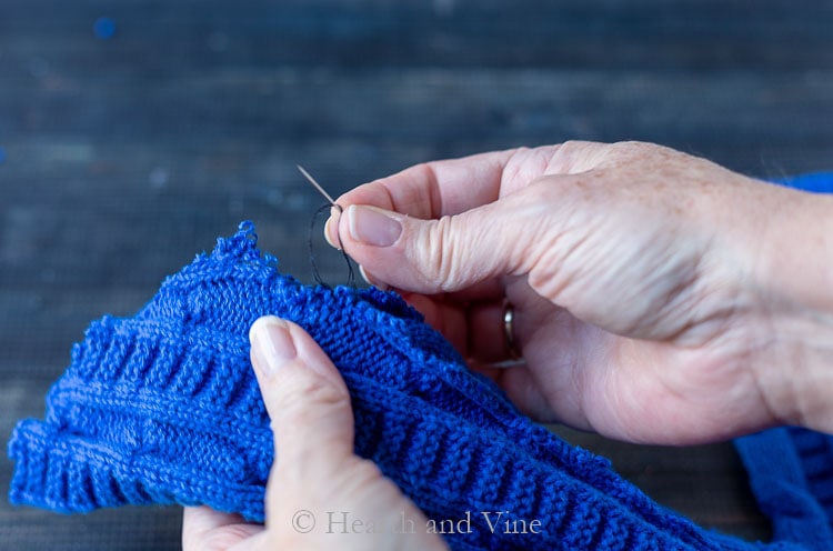 Hand sew with blanket stitch