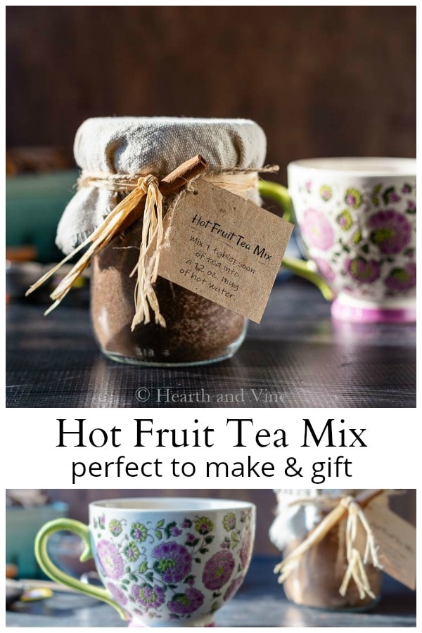 Hot fruit tea mix gift jar and mug.