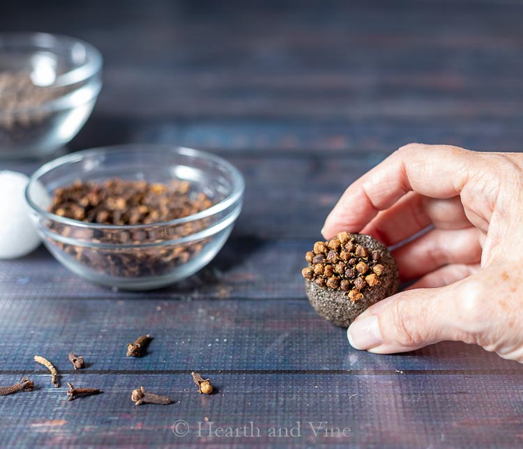 Cloves in styrofoam balls