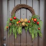 DIy winter wreath on front door