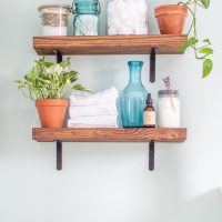 Decorate wood shelves on wall