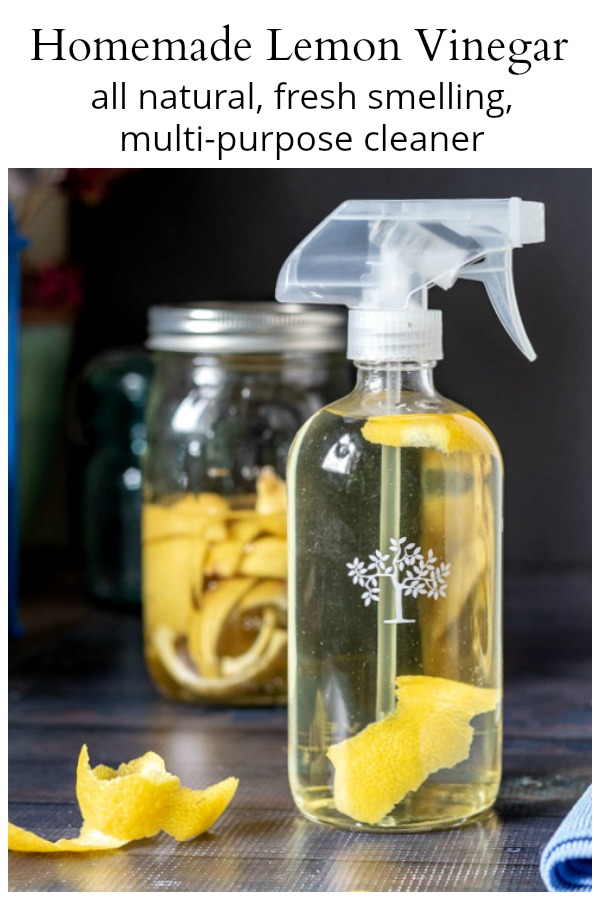 Spray bottle with homemade lemon vinegar and water