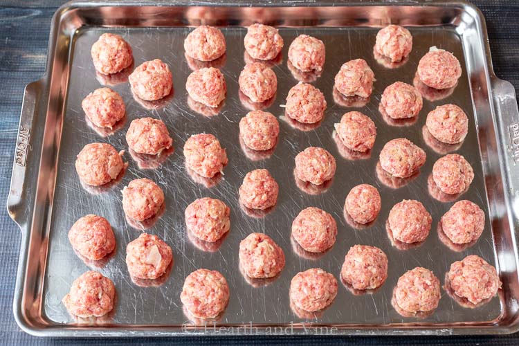 Pork and sauerkraut balls cookie sheet