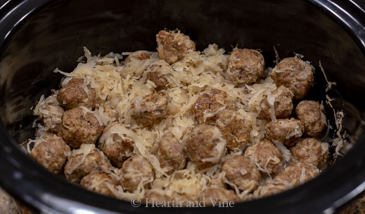 Pork and sauerkraut balls in slow cooker