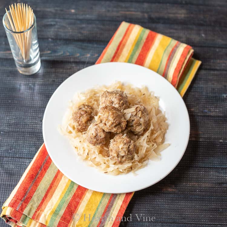 pork and sauerkraut balls on plate