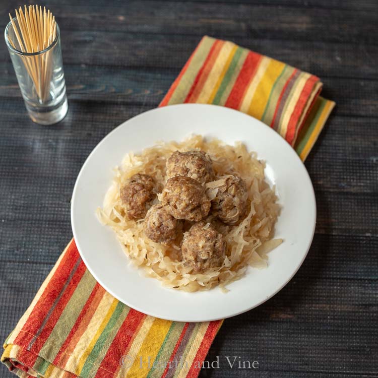 Pork and sauerkraut balls on plate