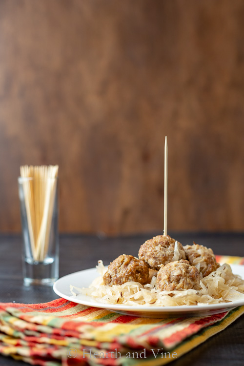 Pork and sauerkraut balls toothpick