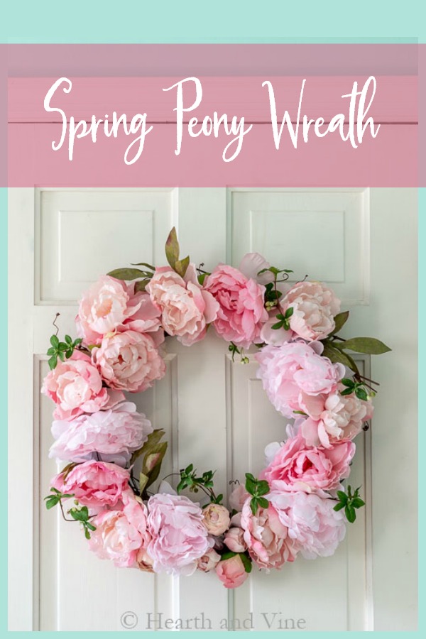 Spring peony wreath with text