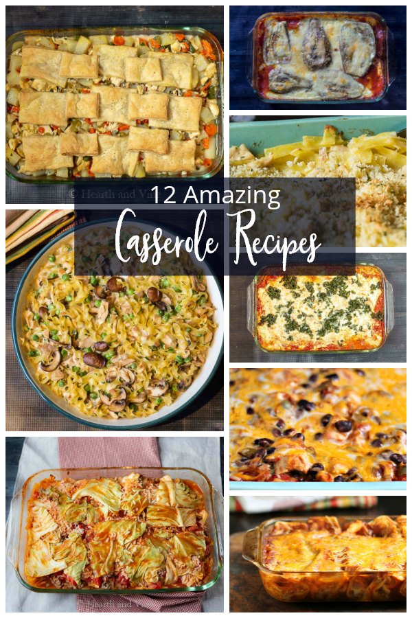 Several casserole images in a collage