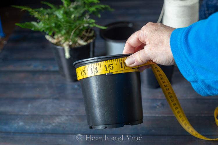 Nursery pot and tape measure