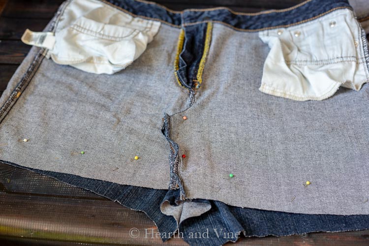 jean shorts pinned