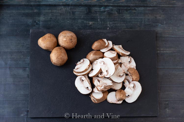 Sliced cremini mushrooms