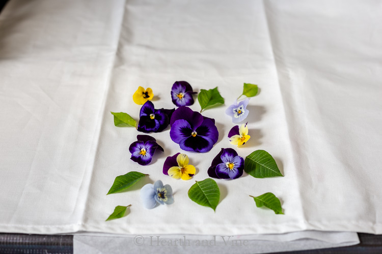 flower placement on teatowel