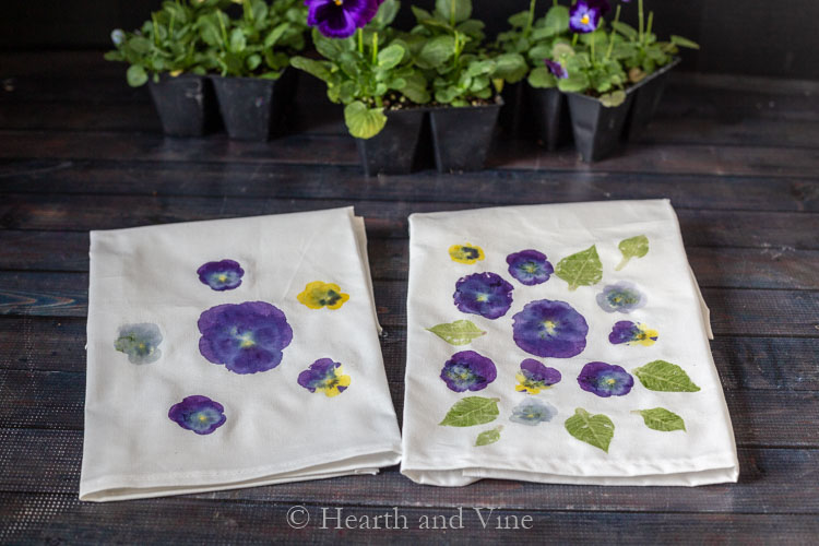 Flower printing on tea towels