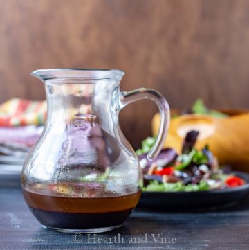 Carafe of sweet and spicy balsamic dressing