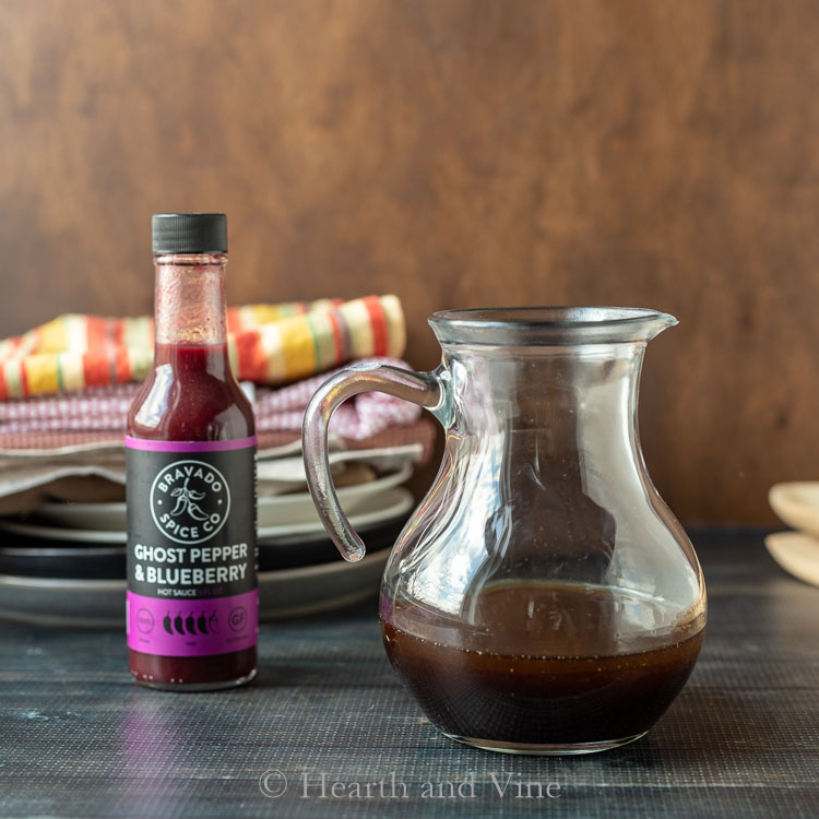 Blueberry ghost pepper sauce with viniagrette