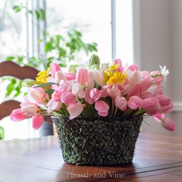 spring flower basket arrangement