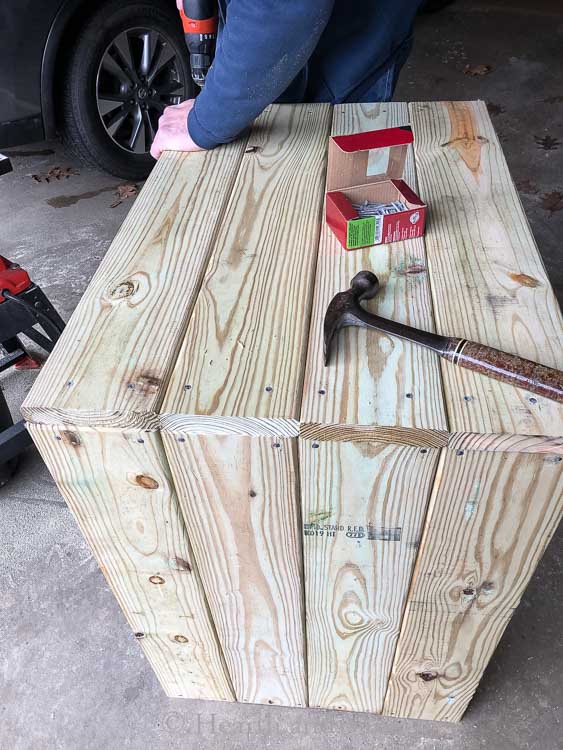 Galvanized nails into cold frame