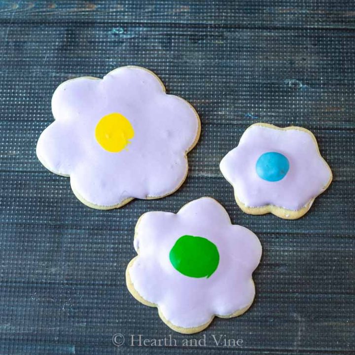 Flower sugar cookies with lavender icing
