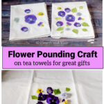 Flower pounded tea towels over the fresh flowers on the towel.