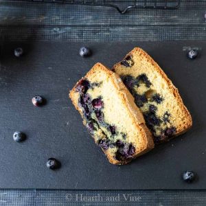 Slices of blueberry muffin cake