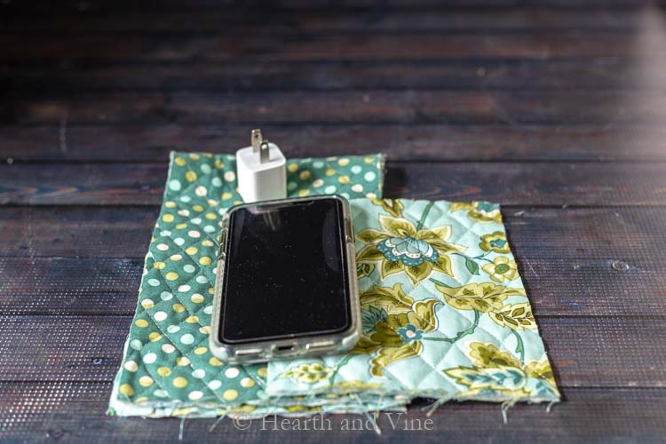 Iphone, power adapter and fabric