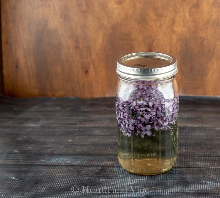 Lilac flowers in boiling water