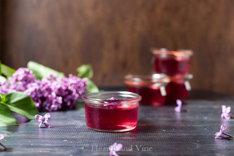 Small jar of lilac jelly
