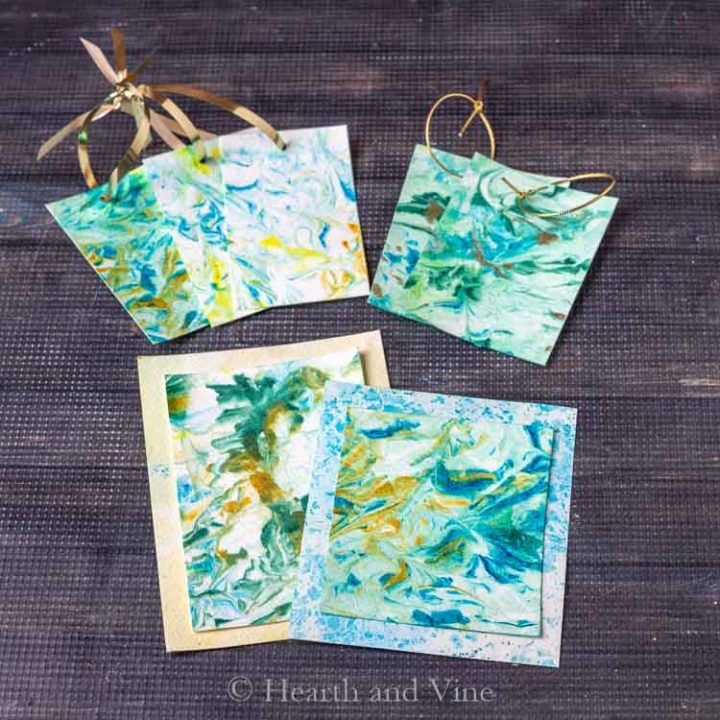 Marbled paper cards and tags