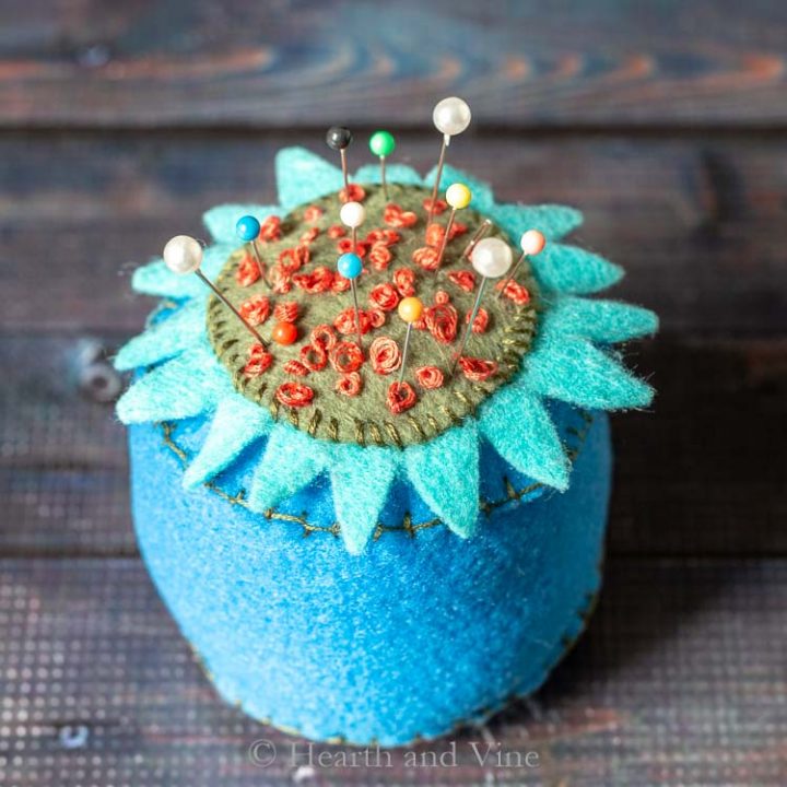 Pincushion DIY Easy Pretty Felt Flower Tutorial Hearth and Vine